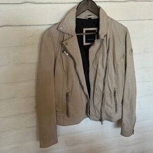Mauritius Beige Leather Jacket for Women